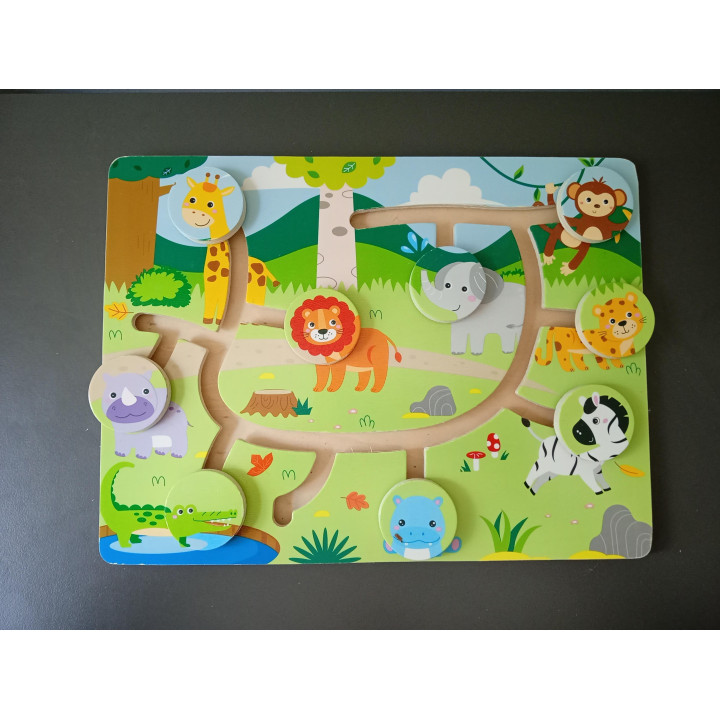 Playtive houten doolhofpuzzel wilde dieren 9 stukjes