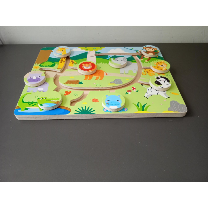 Playtive houten doolhofpuzzel wilde dieren 9 stukjes
