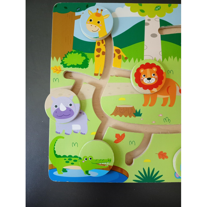 Playtive houten doolhofpuzzel wilde dieren 9 stukjes
