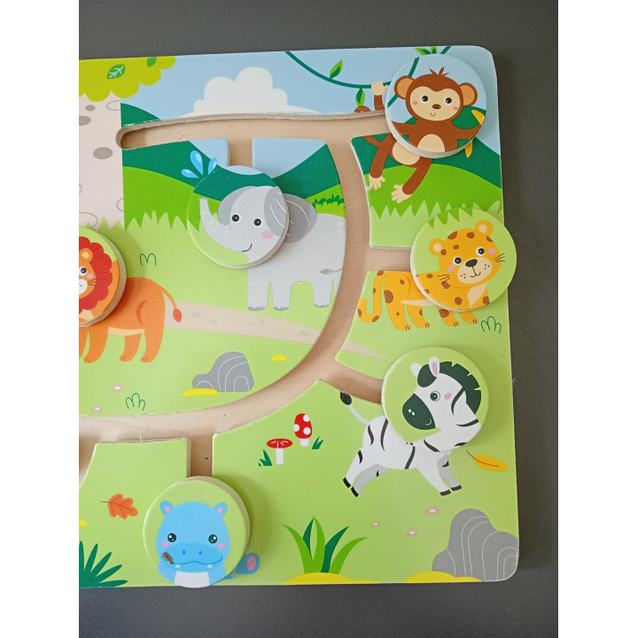 Playtive houten doolhofpuzzel wilde dieren 9 stukjes