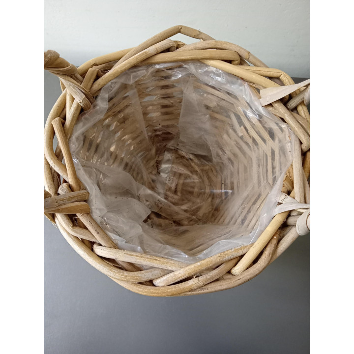 Rotan plantenmand met handvatten 14 cm