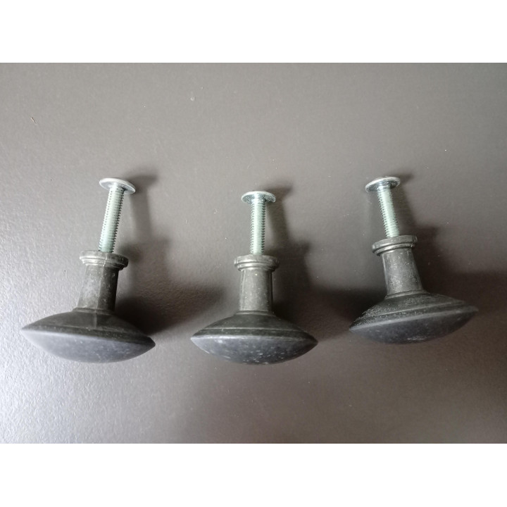 Set van 3 zwart grijze meubelknoppen met schroeven