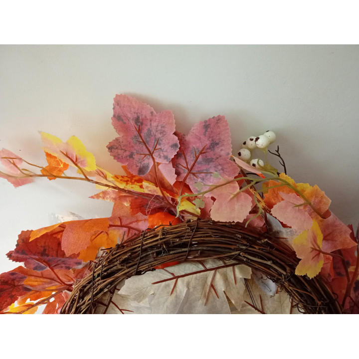 Decoratieve herfstkrans met pompoenen en vlinders 24 cm