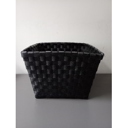 Zwarte gevlochten opbergmand van kunststof 19,5 cm