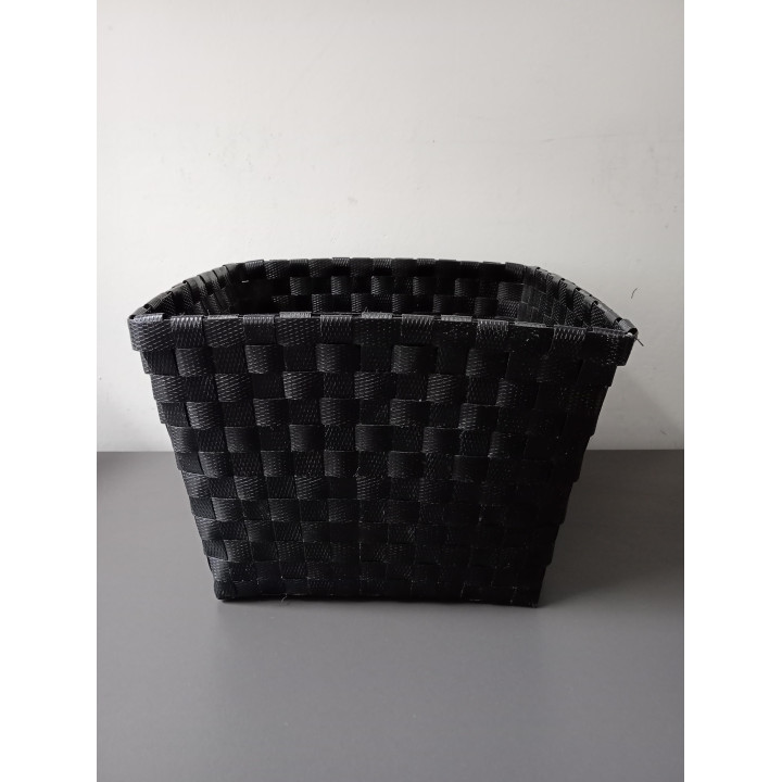 Zwarte gevlochten opbergmand van kunststof 19,5 cm