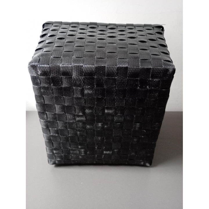Zwarte gevlochten opbergmand van kunststof 19,5 cm
