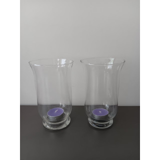 Set van 2 glazen windlichten transparant