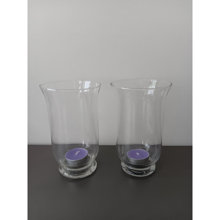 Set van 2 glazen windlichten transparant
