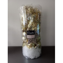 Kerstdecoratie in koker goud