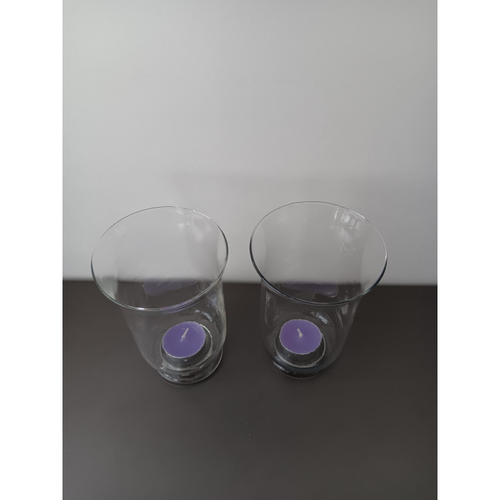 Set van 2 glazen windlichten transparant