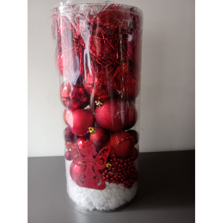 Kerstdecoratie in koker rood