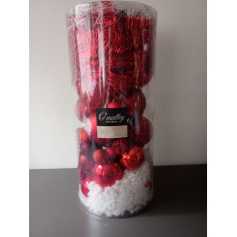 Kerstdecoratie in koker rood