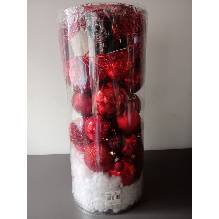 Kerstdecoratie in koker rood