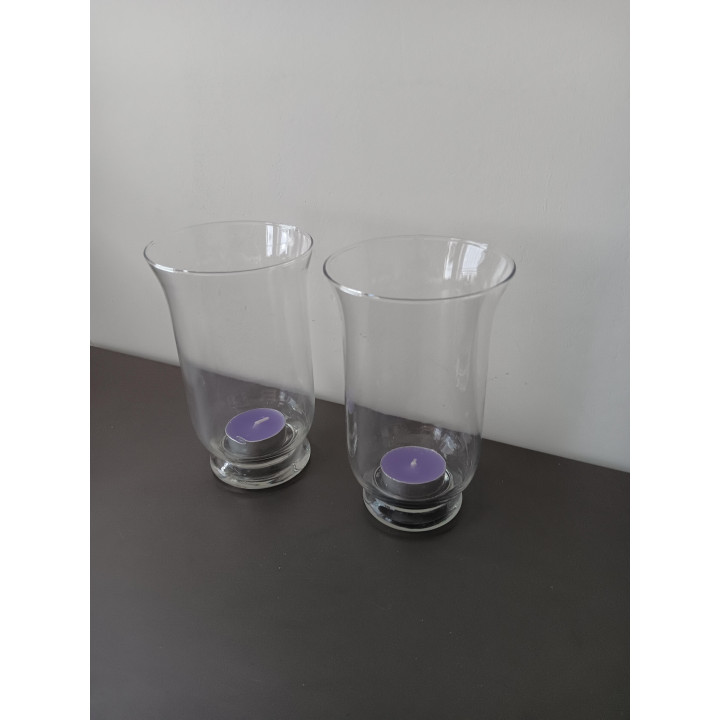 Set glazen windlichten 2 stuks | transparant | Angelique’s Kringloop