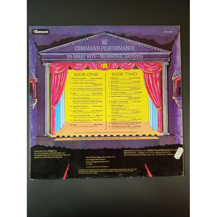 Command Performance 25 Great Hits LP Ronco