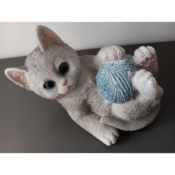 Kattenbeeldje met wol | decoratie | Angelique’s Kringloop