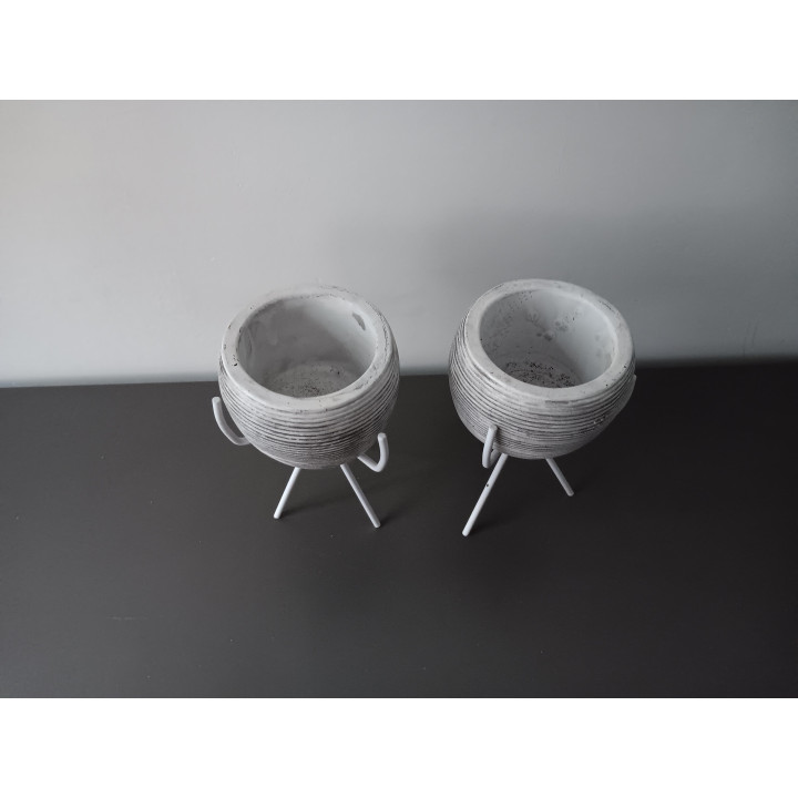 Set van 2 Plantenpotjes op Standaard - Grijs/Wit