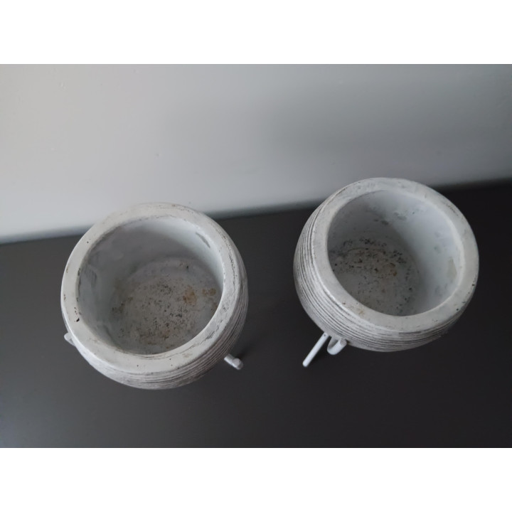 Set van 2 Plantenpotjes op Standaard - Grijs/Wit