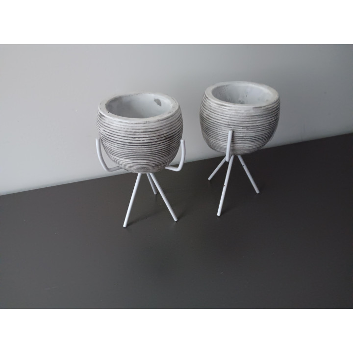 Set van 2 Plantenpotjes op Standaard - Grijs/Wit