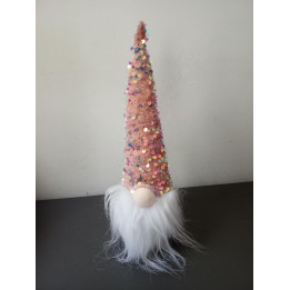 Roze kerstkabouter met pailletten 28 cm
