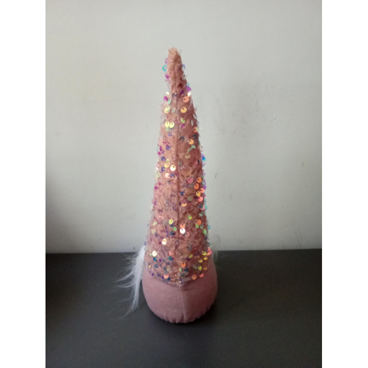 Roze kerstkabouter met pailletten 28 cm