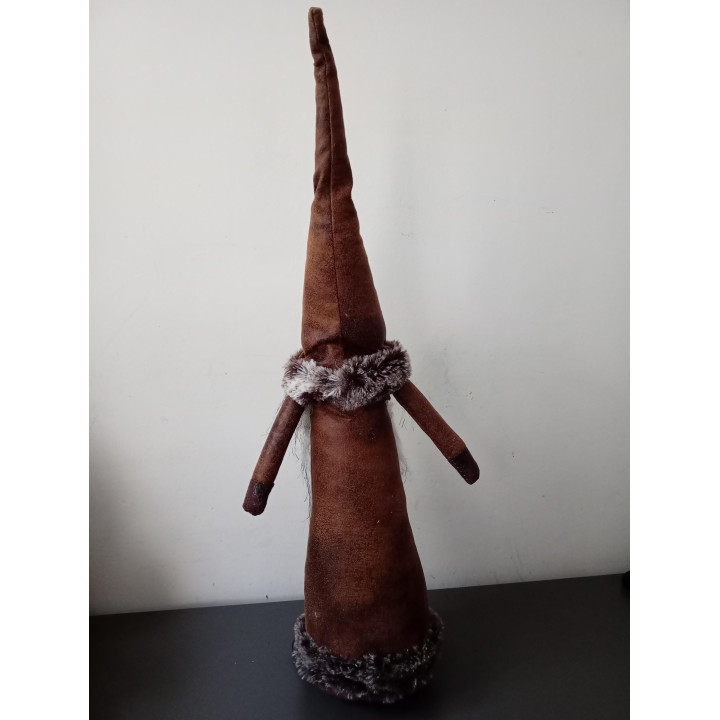 Bruine kerstkabouter met lange puntmuts 47 cm