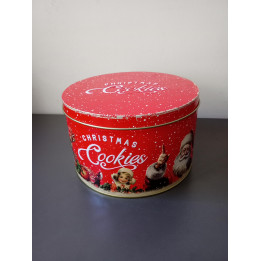 Rood kerstkoekblik Christmas Cookies met kerstafbeeldingen