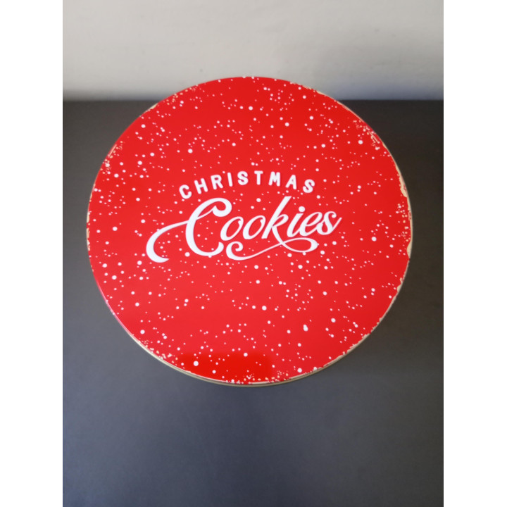 Rood kerstkoekblik Christmas Cookies met kerstafbeeldingen