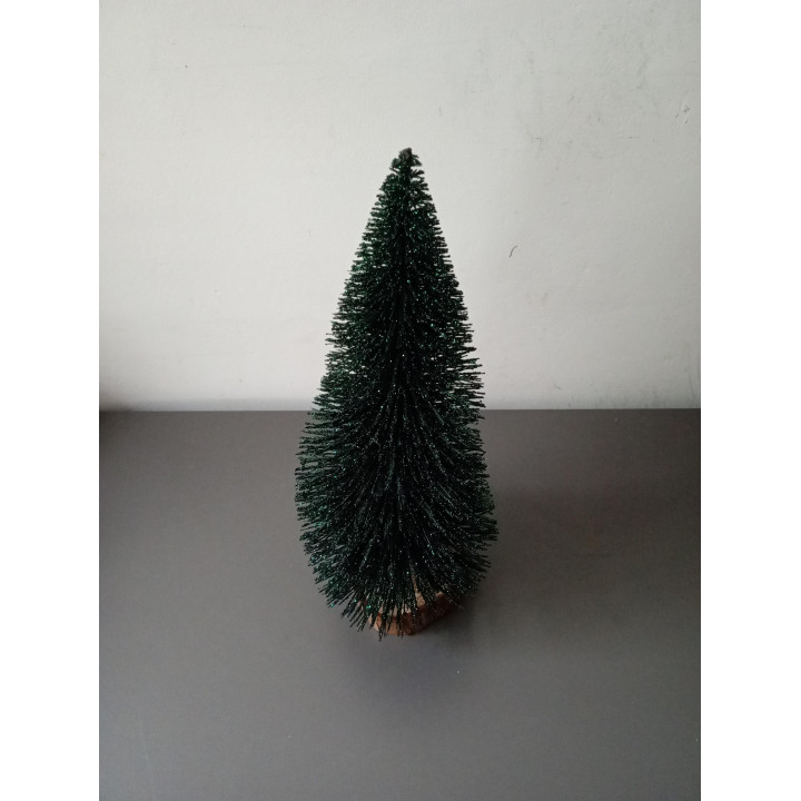 Decoratieve kerstboom met glitters op houten voet