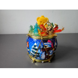 Decoratieve kersttrommel met sneeuwpop en teddybeer