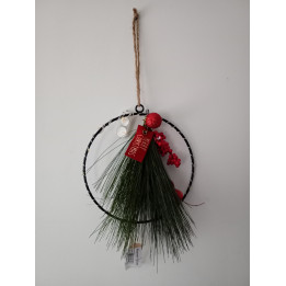 Kerstkrans met ledverlichting en kerstdecoratie 20 cm