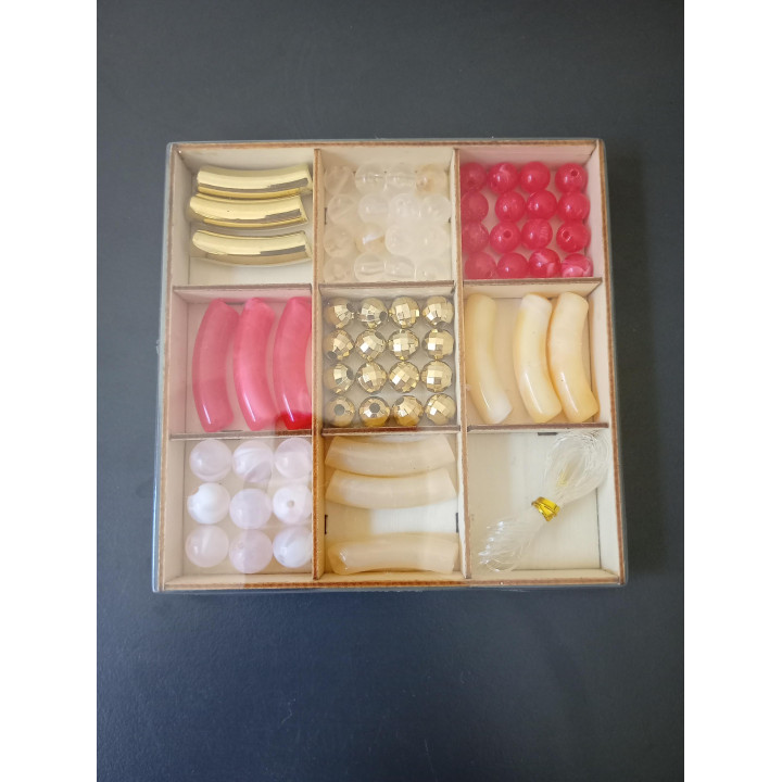 Hobby Flora acryl kralenmix in houten sorteerdoos