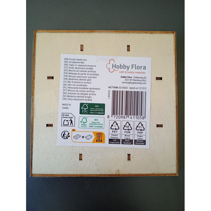 Hobby Flora acryl kralenmix in houten sorteerdoos