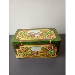 Vintage Douwe Egberts bewaarblik met paard en wagen