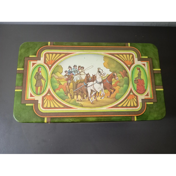 Vintage Douwe Egberts bewaarblik met paard en wagen