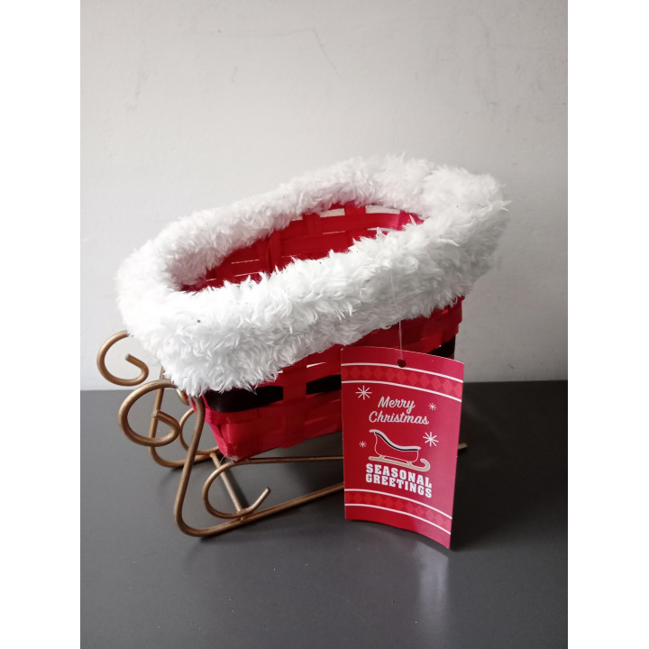 Kerstslee met mandje rood en wit
