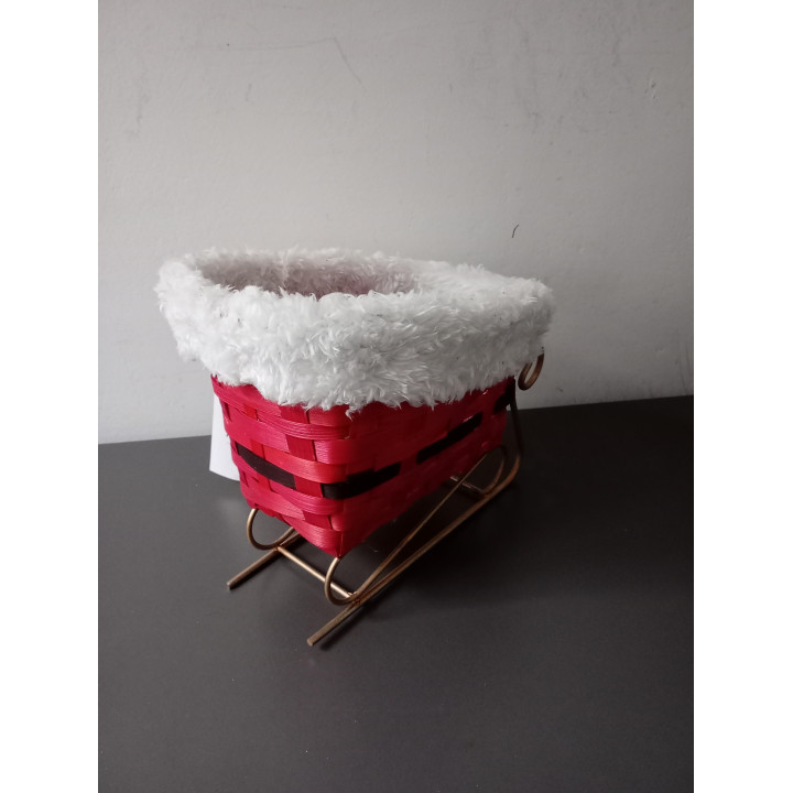 Kerstslee met mandje rood en wit