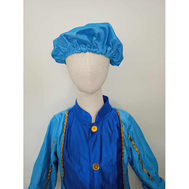Pietenpak blauw met muts 7 tot 9 jaar