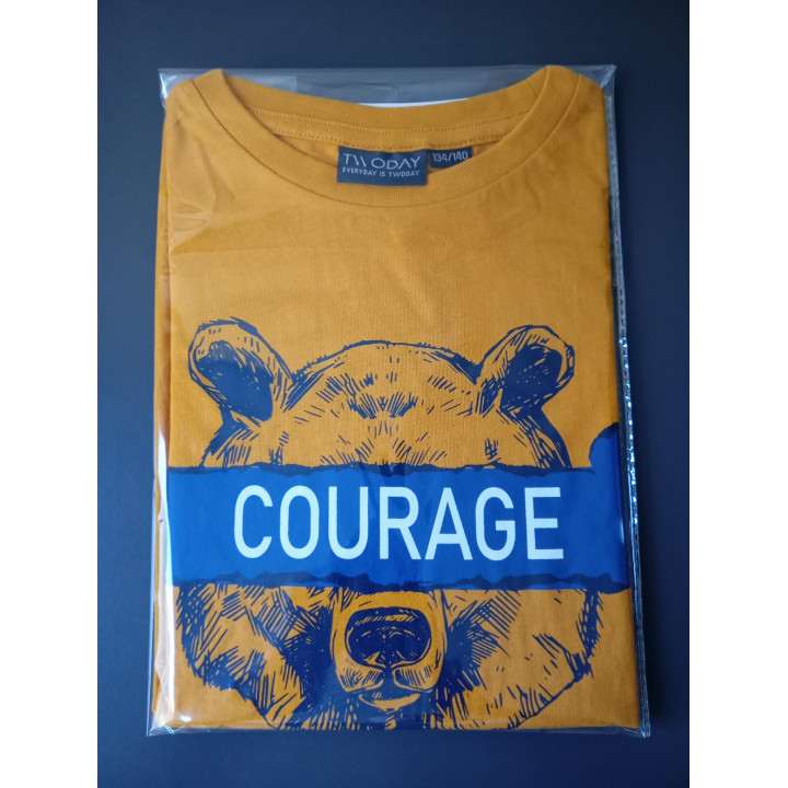 Twoday jongensshirt okergeel met beer maat 134/140