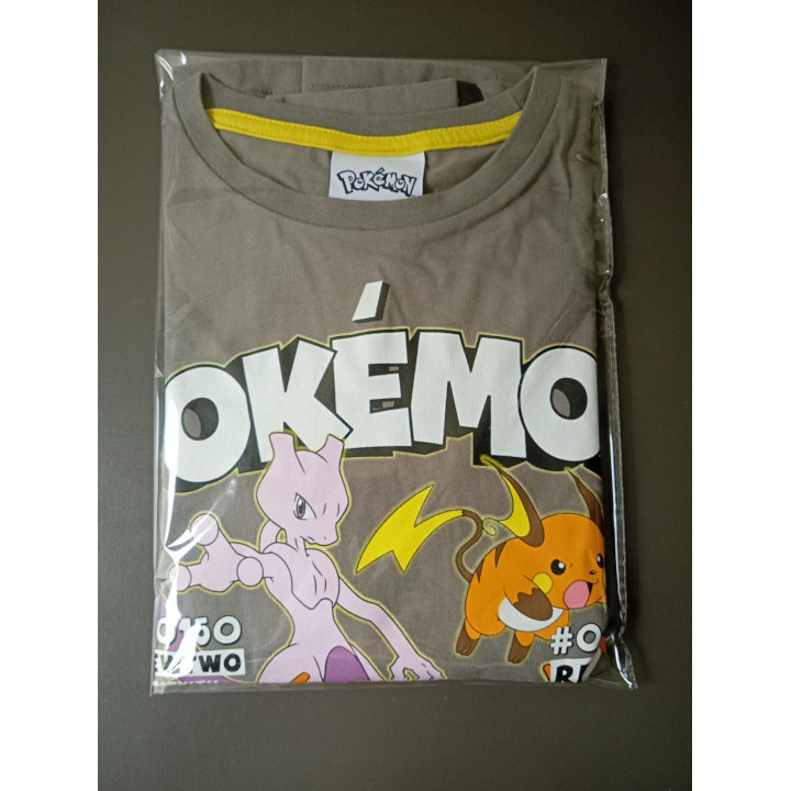 Pokémon jongensshirt grijs Mewtwo Raichu Charizard maat 134