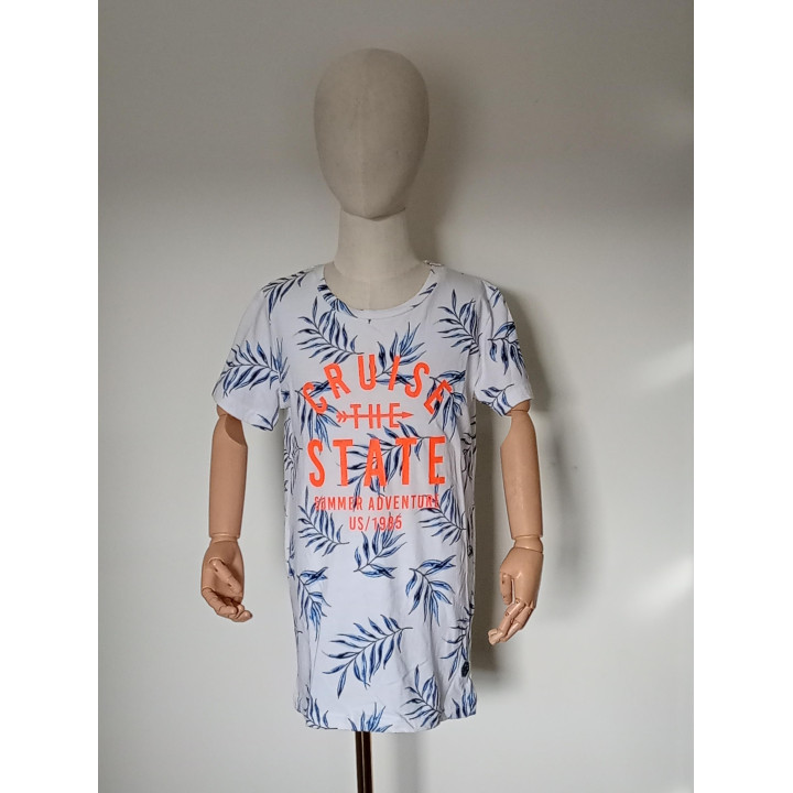 Europe Kids jongensshirt wit bladerenprint maat 134/140