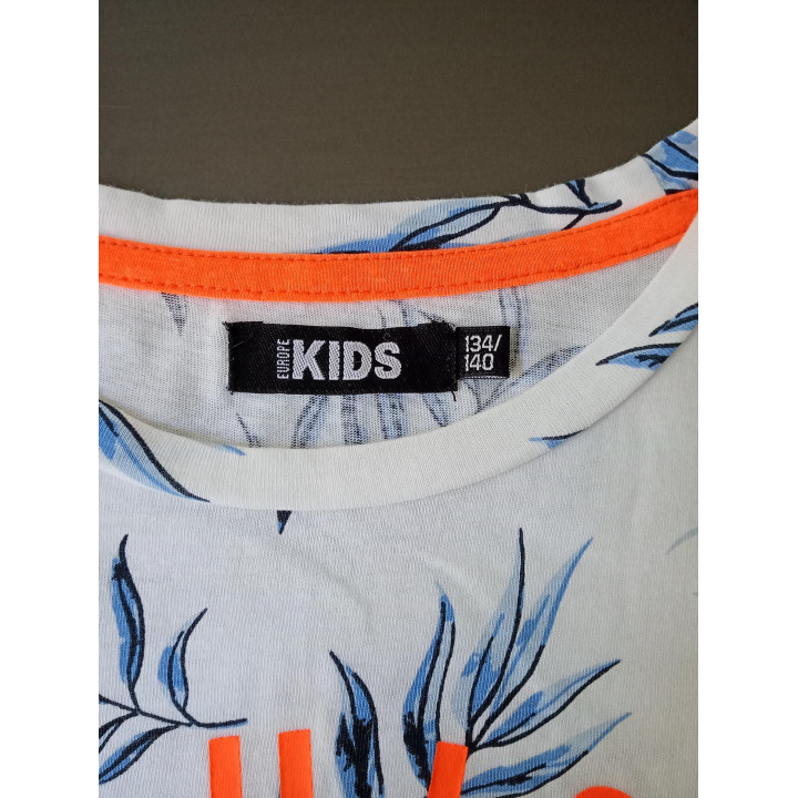Europe Kids jongensshirt wit bladerenprint maat 134/140