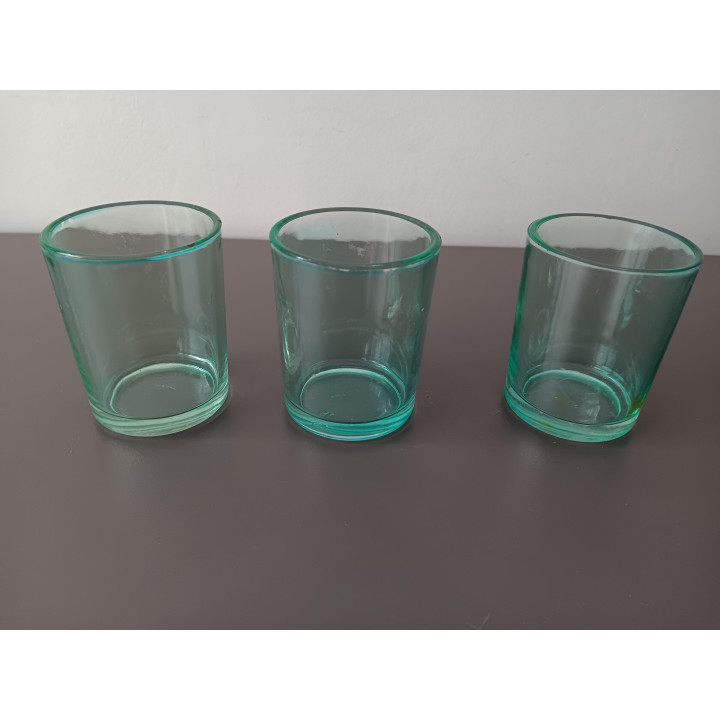 Set van 3 Groene Glazen Waxinelichthouders