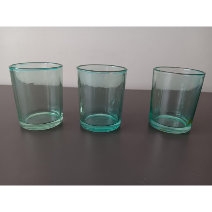Set glazen waxinelichthouders groen | 3 stuks | Angelique’s Kringloop