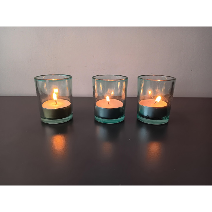 Set van 3 glazen waxinelichthouders - Groen glas