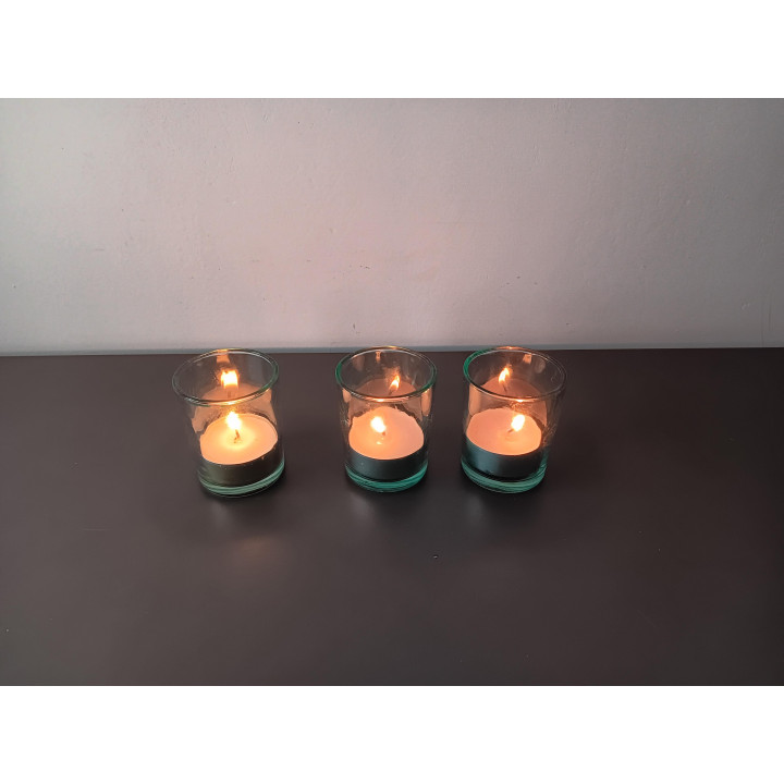Set glazen waxinelichthouders groen | 3 stuks | Angelique’s Kringloop